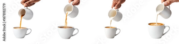 Fototapeta Pouring Coffee and Cream into a Cup: Sequence