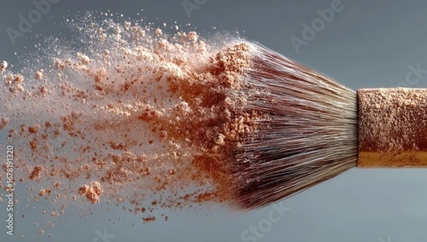 Obraz Makeup brush with loose powder explosion