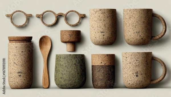 Obraz Assorted corkware, glasses, and utensils