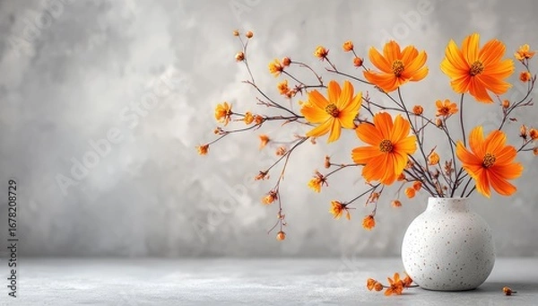 Obraz Orange cosmos flowers in vase