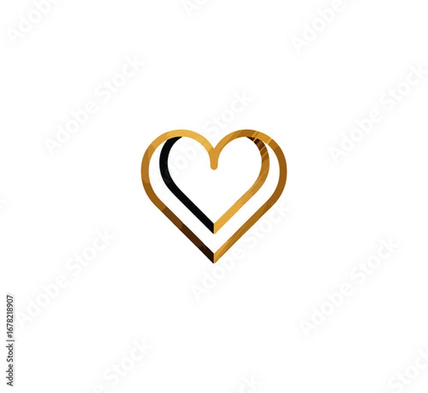Fototapeta White heart with gold outline graphic design