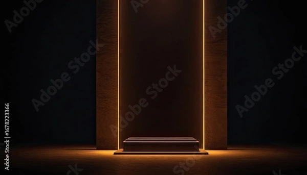 Obraz Illuminated empty pedestal in the dark vector template .8 