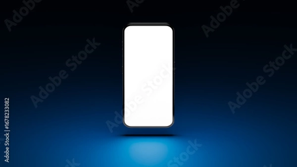 Fototapeta Smartphone with blank white screen, mockup 3d model.