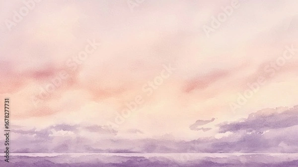 Fototapeta Tranquil ocean horizon in watercolor style