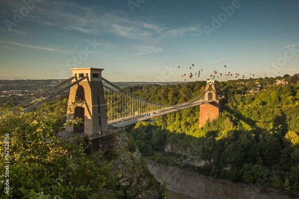 Fototapeta Bristol, Clifton Suspension Bridge and Balloon Fiesta