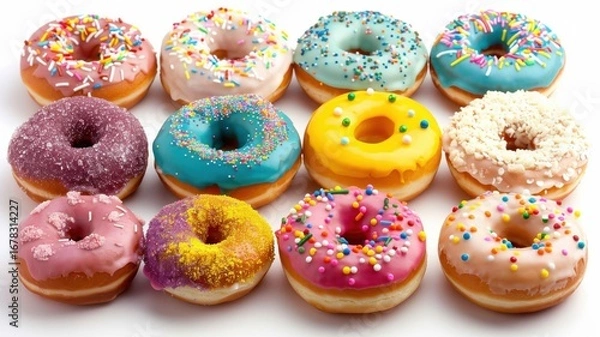 Obraz Multicolored donut platter with candy toppings