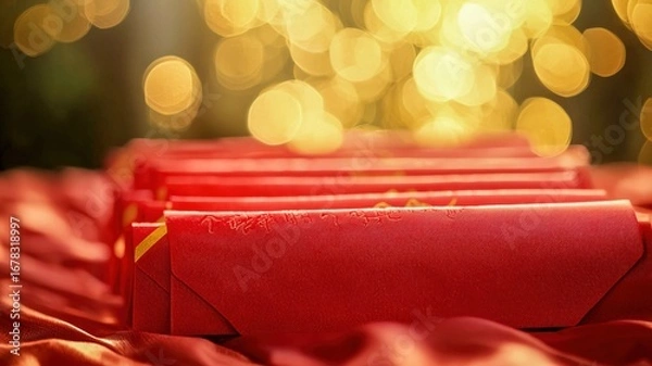 Obraz Neatly arranged red envelopes for special event