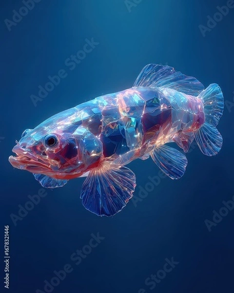 Fototapeta Colorful underwater exploration of fish in ocean depths - digital art