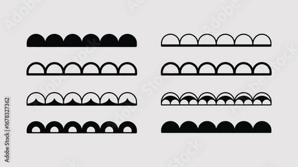 Fototapeta Black and white decorative scalloped borders pattern graphic