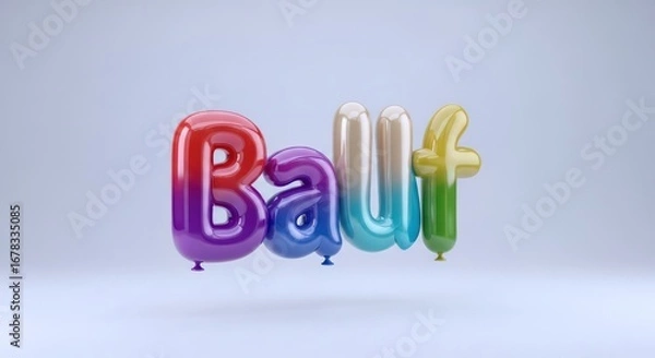 Obraz Rainbow Gradient Balloon Letters Spelling Baut