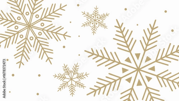 Obraz Elegant gold snowflakes and dots pattern on a clean white background for winter holidays