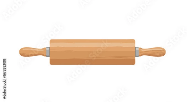 Fototapeta Essential baking tool: Detailed illustration of a wooden rolling pin for dough preparation in culinary arts