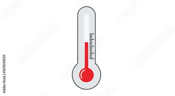 Obraz Medical thermometer illustration showing elevated temperature levels suggesting potential health concern for diagnosis, or environmental heat stress