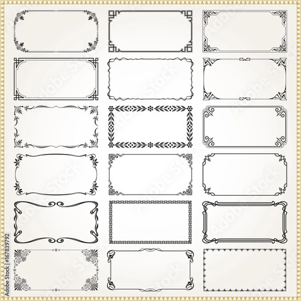 Fototapeta Decorative frames and borders rectangle 2x1 proportions set 3