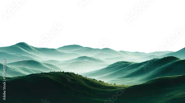 Fototapeta Misty Mountain Range, isolated on transparent background