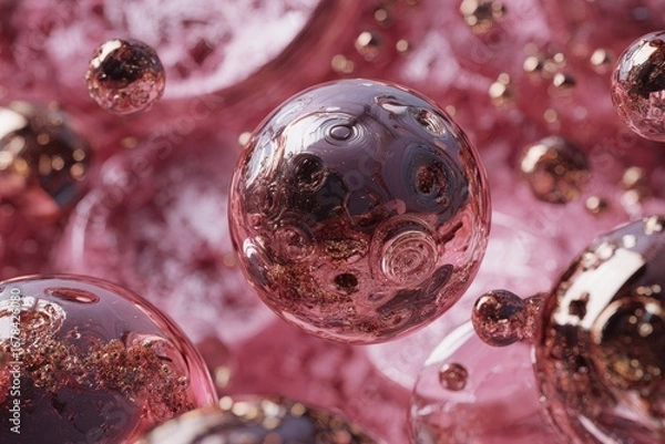Obraz Abstract spheres in a rose-pink background