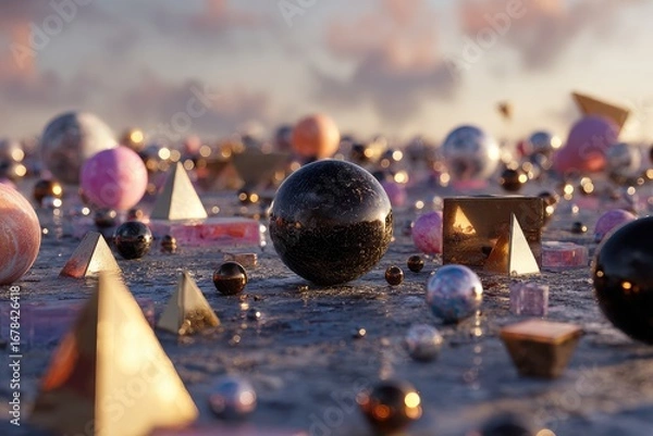 Obraz Abstract geometric shapes in a landscape