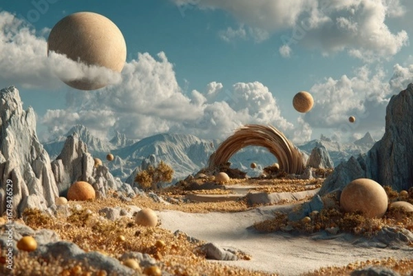 Obraz Futuristic,  mountain landscape