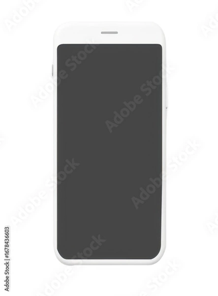 Obraz White Smartphone with Blank Grey Screen Mockup