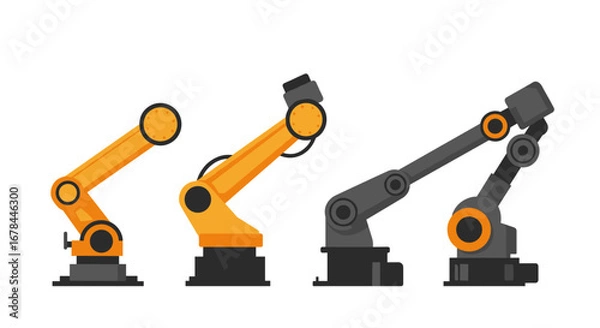 Obraz Industrial robotic arms in flat design for automation and manufacturing