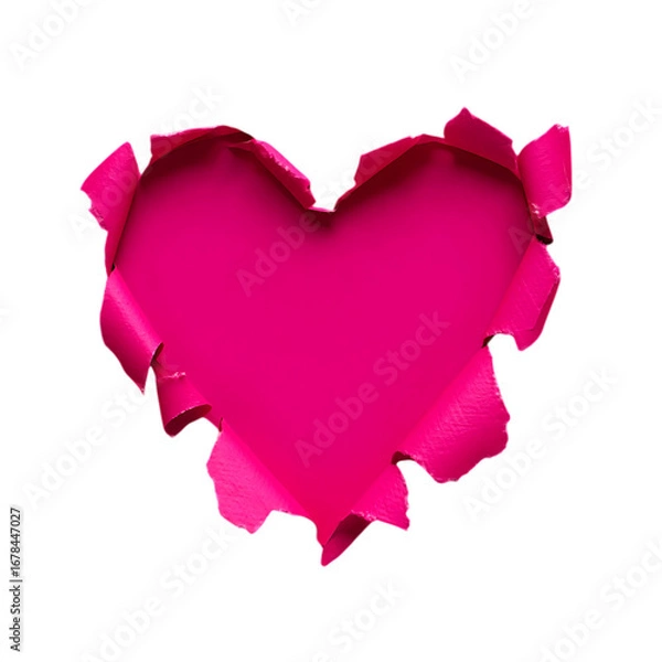 Fototapeta Png 3d illustration of pink heart shape torn paper isolated on transparent background for valentines day transparent background