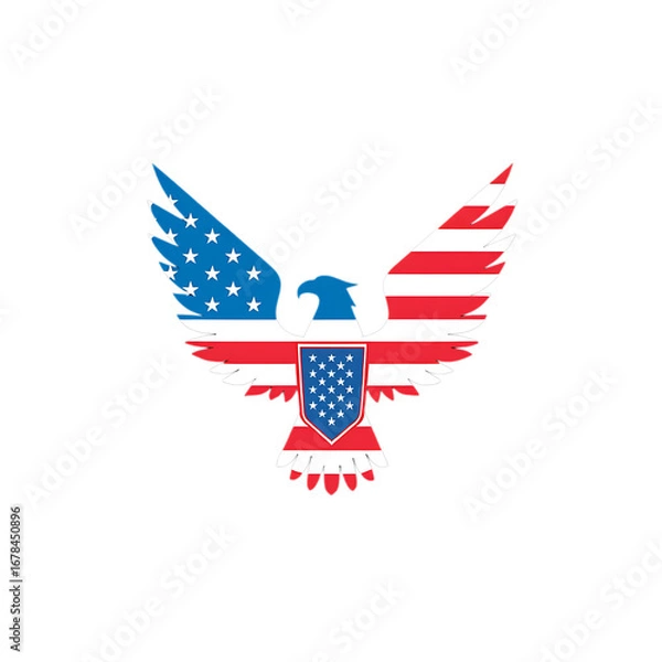 Fototapeta Png 3d illustration of american eagle flag symbol isolated on transparent background transparent background
