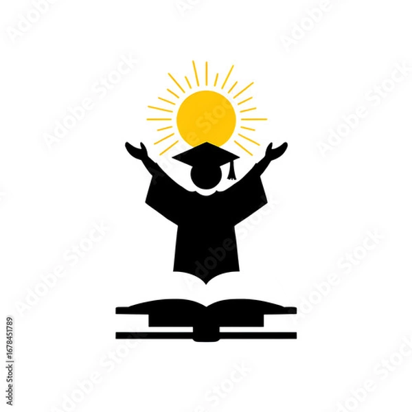 Fototapeta Png illustration of a graduate with open book isolated on transparent background transparent background