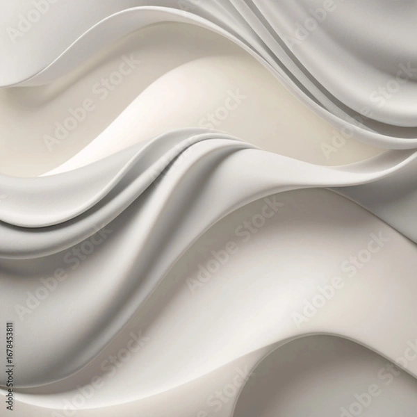 Fototapeta gray abstract wave background with 3d look black white flowing layered soft texture design digital art texture wallpaper background for copy space