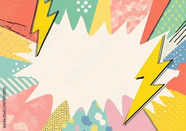 Obraz Colorful abstract frame with bold shapes and patterns