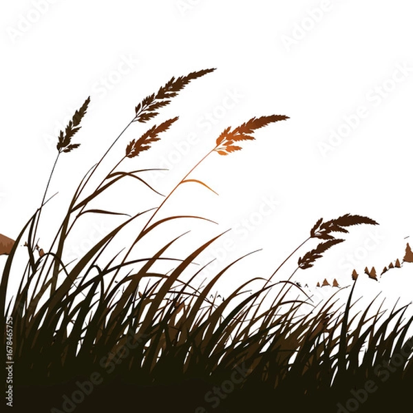 Fototapeta Pixel Art Illustration of Brown Grasses in a Field Landscape with Warm Sunset Lighting and Detailed Rural Countryside Setting