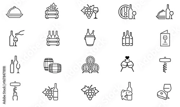Fototapeta Wine icons set. vector
