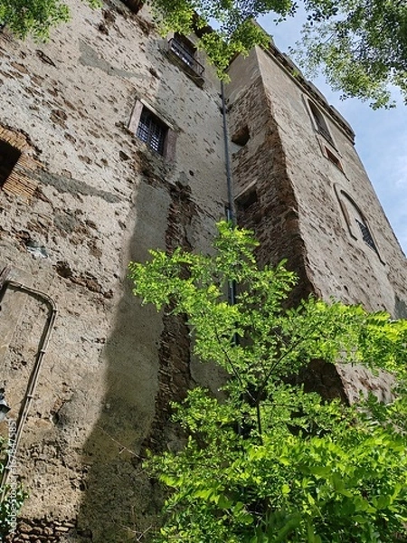 Fototapeta Lunghezza, Rome - April 15, 2025, architectural detail of Lunghezza Castle, a medieval castle in the municipality of Rome.