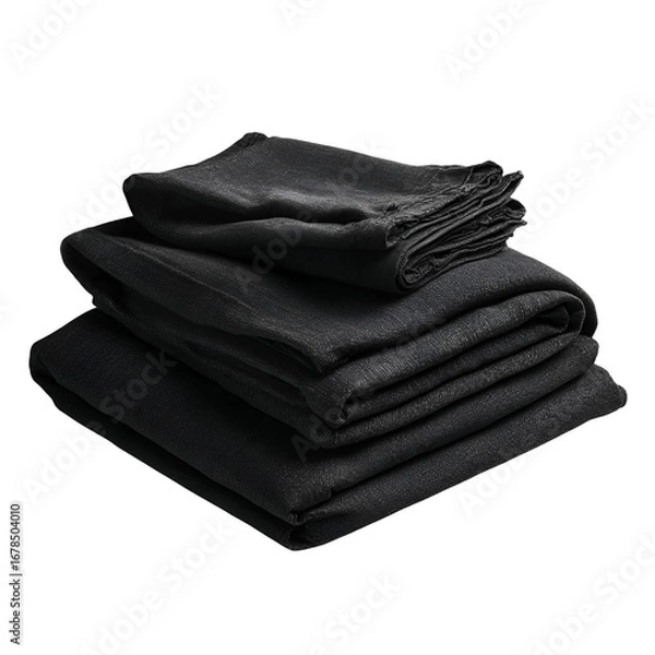 Fototapeta Neatly Folded Black Clothes Isolated