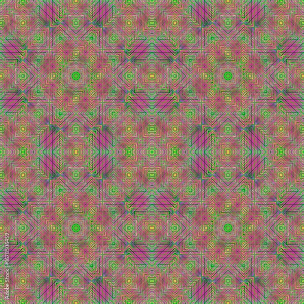 Fototapeta Seamless pattern with symmetric geometric ornament. Beautiful pattern for design, printing, batik.