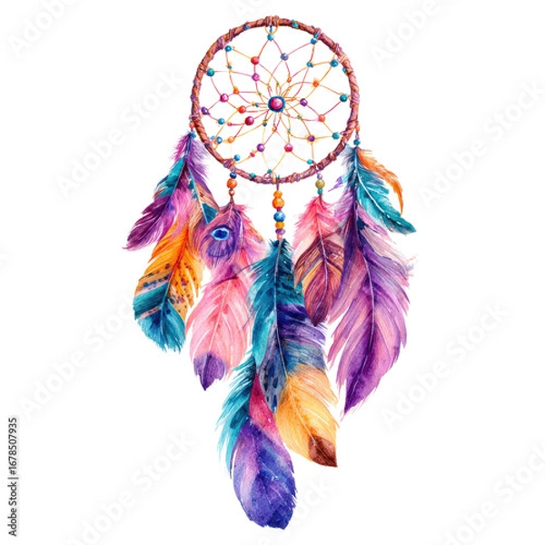 Fototapeta A colorful dreamcatcher on transparent background
