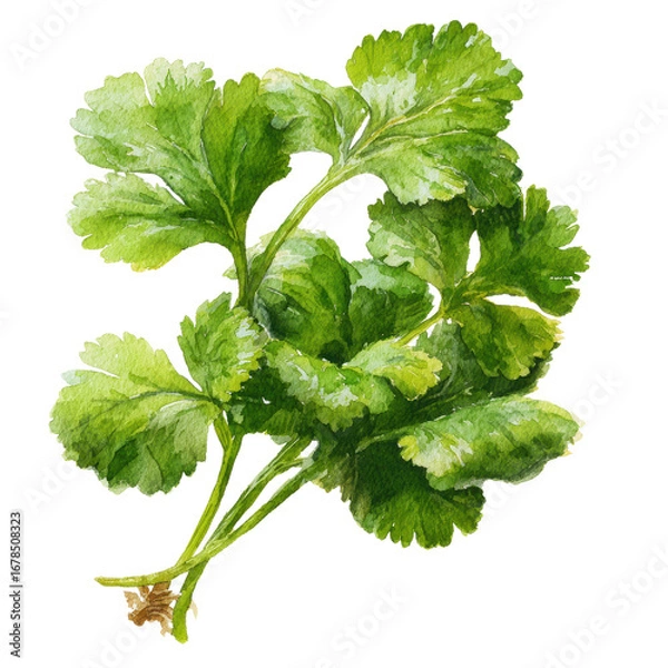 Fototapeta A bunch of fresh cilantro on transparent background