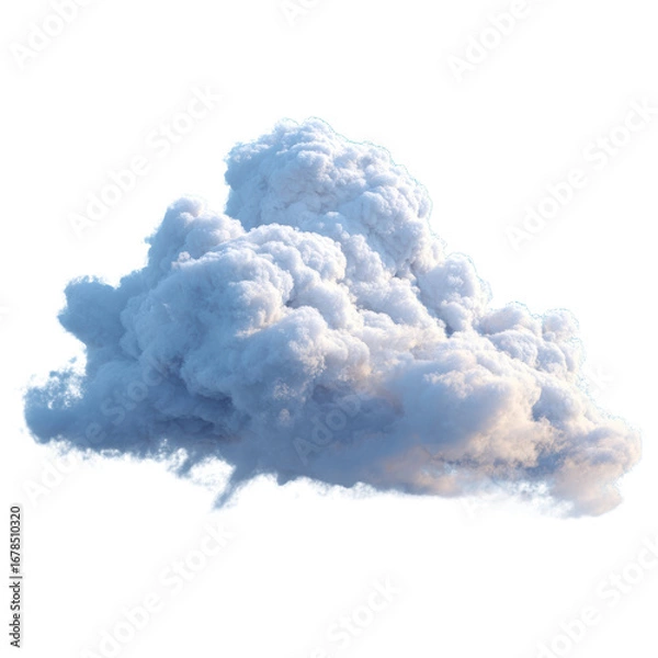 Fototapeta A fluffy white cloudscape on transparent background