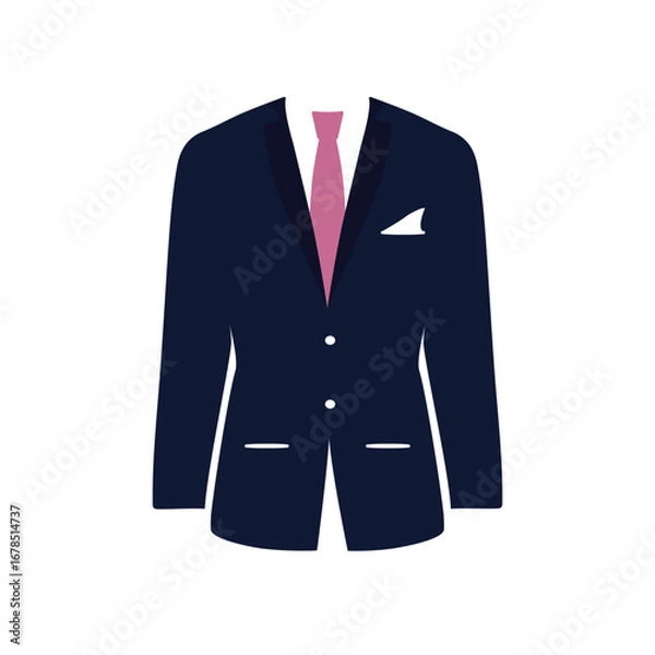 Obraz Men suit with tie isolated on white, vector illustration