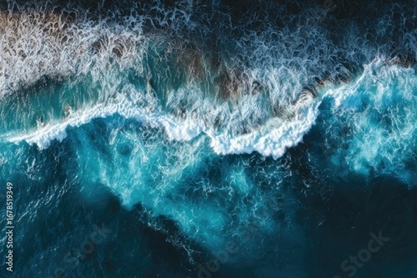 Obraz Aerial view of powerful ocean waves