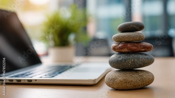 Fototapeta Understanding work-life balance highlights the importance of setting boundaries and priorities to nurture well-being, happiness, and career longevity.
