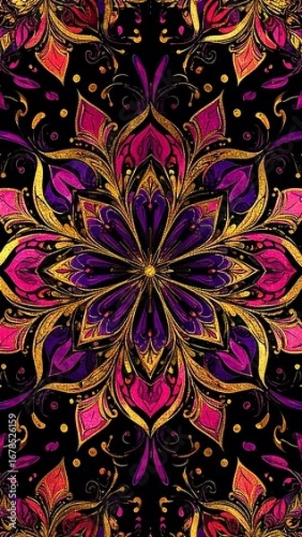Obraz Ornate symmetrical floral pattern
