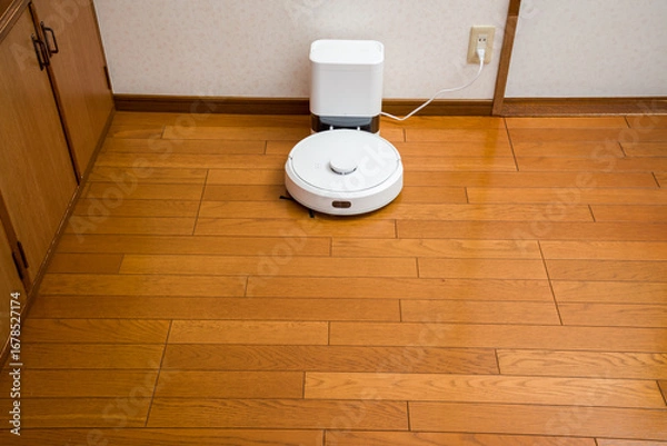 Fototapeta 家事支援ロボット、自動掃除ロボット、人間に代わり居室の隅々まで自動的に掃除してくれる掃除ロボット