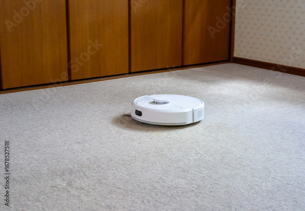 Fototapeta 家事支援ロボット、自動掃除ロボット、人間に代わり居室の隅々まで自動的に掃除してくれる掃除ロボット