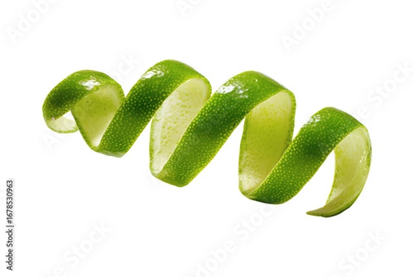 Fototapeta green lime peel isolated on transparent or white background, png