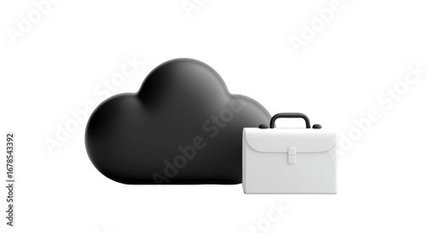 Obraz 3D rendered cloud and briefcase
