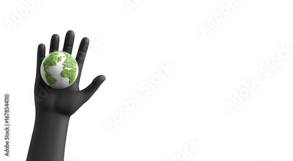 Obraz A hand holds a small, green globe