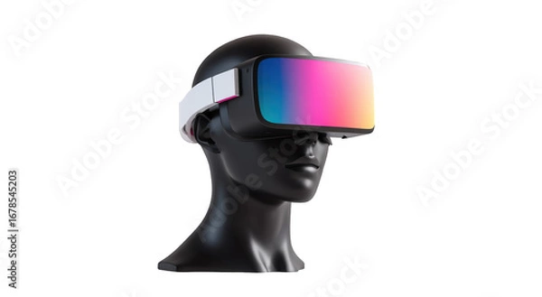 Obraz 3D VR headset on a mannequin head.  Colorful display