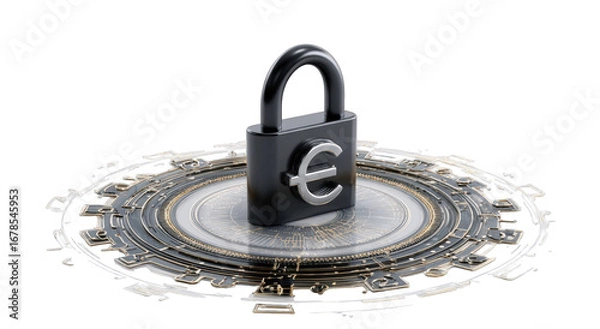 Obraz 3D lock with euro symbol