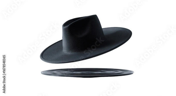 Obraz Dark Fedora Hat on a Circular Water Ripple