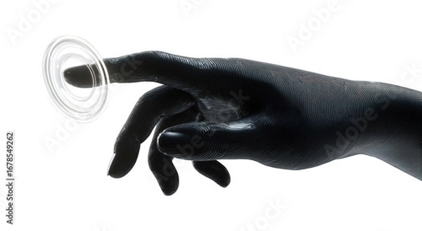 Obraz A dark hand touches a glowing circle